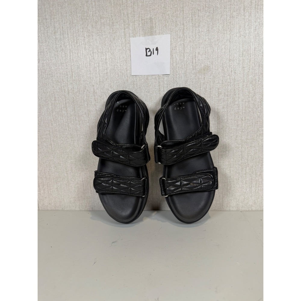 A New Day Chunky strap sandals Faux Leather Black Various Sizes‎ 6.5 nwob